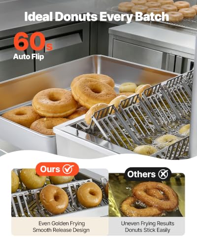 VEVOR Commercial Automatic Donuts Machine, 6 Rows Donuts Making Equipment, 360 pcs/hour Electric High Power Doughnut Maker, Stainless Steel Frying Auto Fryer, with Intelligent Control