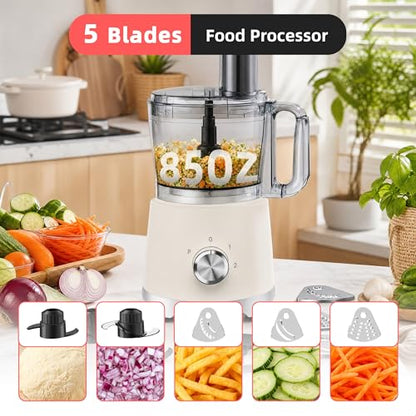 KMfurnila Electric Food Processor 10.5 Cup, Multi-Function Vegetable Chopper with French Fry Slicer, Dough Mixer, Easy to Clean, Secure Design, Stainless Steel, for Vegetables, Smoothie, Fruit