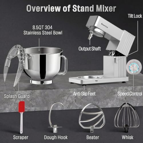 Stand Mixer 8.5Qt, Kitchen Electric Standing Mixer for Baking