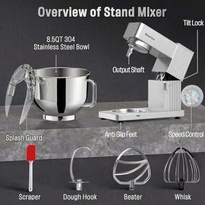 Stand Mixer 8.5Qt, Kitchen Electric Standing Mixer for Baking
