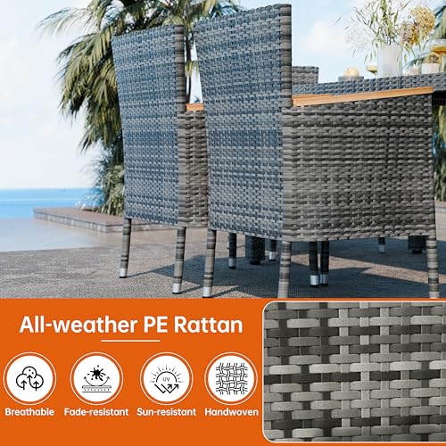 Shintenchi 7 PCS Wicker Patio Dining Set, Grey Rattan