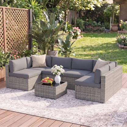 7 Pieces Outdoor Patio Furniture Set - Fit Small Spaces,Comfort,Sturdiness