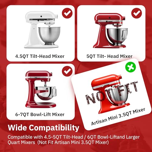 Ice Cream Maker Attachment for KitchenAid Stand Mixer, Ice Cream Bowl Compatible with 4.5Qt and Larger Stand Mixers, Ice Cream & Sorbet Gelato Maker Attachment, 2 Quart, White, With lid