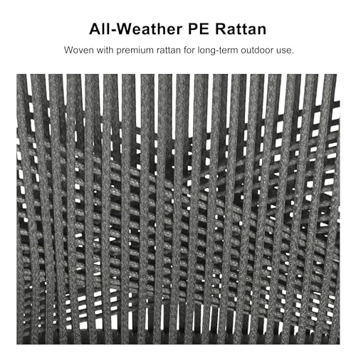 PURPLE LEAF 9 Pieces Outdoor Dining Set All-Weather PE Rattan Outdoor Patio Furniture Set with All Aluminum Frame Square Table and Chairs Set for Lawn Garden Backyard Deck, Grey