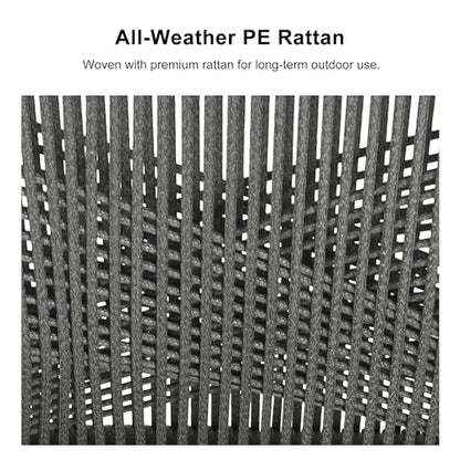 PURPLE LEAF 9 Pieces Outdoor Dining Set All-Weather PE Rattan Outdoor Patio Furniture Set with All Aluminum Frame Square Table and Chairs Set for Lawn Garden Backyard Deck, Grey