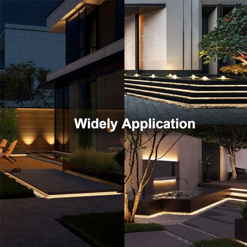 echosari 32.8Ft Solar Strip Lights Outdoor, IP68 Fully Waterproof LED Strip Lights with Timer Remote Auto ON/Off, Self-Adhesive Strip Lights for Camping Pool Patio Decor (Warm White)