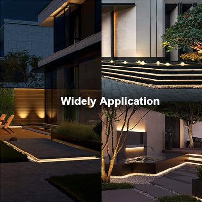 echosari 32.8Ft Solar Strip Lights Outdoor, IP68 Fully Waterproof LED Strip Lights with Timer Remote Auto ON/Off, Self-Adhesive Strip Lights for Camping Pool Patio Decor (Warm White)