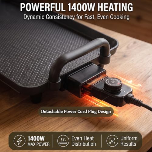 PineyPlace Electric Griddle for Bacon, Eggs, Pancake, Breakfast