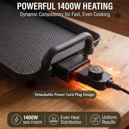 PineyPlace Electric Griddle for Bacon, Eggs, Pancake, Breakfast