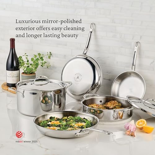 Hestan ProBond Luxe Saucepan with Lid, 2 Quart Polished Tri-Ply Stainless Steel - Professional Clad Cookware, Induction Compatible, Oven Safe
