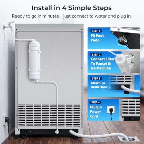 Zomagas 110LBS/24H Commercial Ice Maker Machine Under Counter/Freestanding