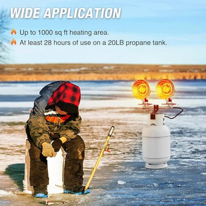 QIOMALA 30000 BTU Propane Heater Outdoor, Double Tank Top Cordless Radiant Gas Heater, Tip-Over Protection, Safety Shut-off Valve for Patio, Camping, Fishing, Garage