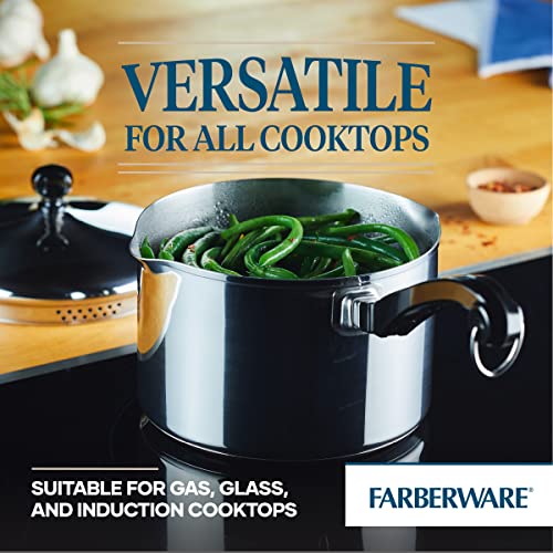 Farberware Classic Series Stainless Steel Straining Sauce Pan with Lid, 3-Quart Sauce Pan With Pour Spout
