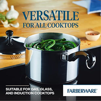 Farberware Classic Series Stainless Steel Straining Sauce Pan with Lid, 3-Quart Sauce Pan With Pour Spout