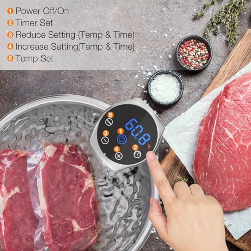 WiFi Sous Vide Precision Cooker 1100 Watts Sous Vide Machine Precision Immersion Circulator for Perfect Steak, Tender Chicken & Healthy Meals, Ultra-Quiet, App Recipes, Fast Heating, IPX7 Waterproof