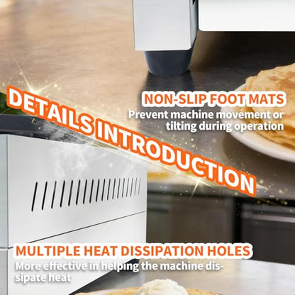 XXUNYNUIN Commercial Gas Crepe Maker 16-Inch Crepe Machine Adjustable Temperature Control Nonstick Stainless Steel Pancake Griddle Machine for Kitchen