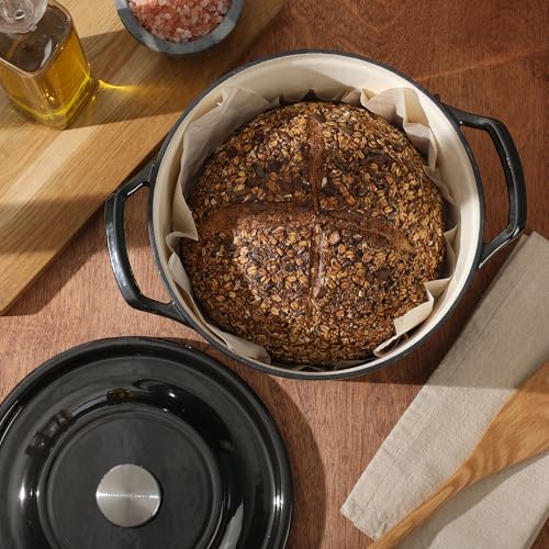 Kenmore Oak Park 5-Quart Cast Iron Dutch Oven Casserole With Lid With Metallic Enamel - Gunmetal Grey