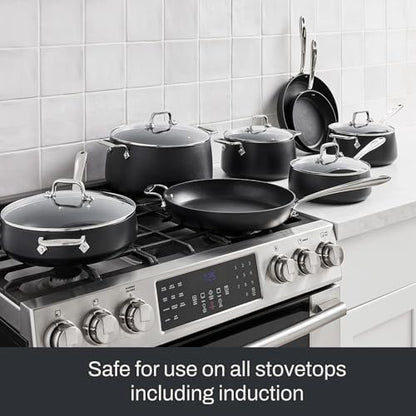 All-Clad HA1 Expert Hard Anodized Nonstick Cookware Set (13 Piece) Pots, Frying Pans, Dishwasher-Safe, Oven-Safe Up to 500°F Compatible with All Stovetops (Gas, Electric & Induction) - Black