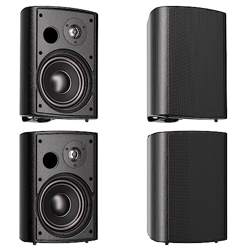 Herdio 6.5 Inches Outdoor Speakers Wired Waterproof Passive,Wall Mount Speakers with 800 Watts Powerful Bass for Home Patio Garden Covered Deck,All-Weather Durability,Black(2 Pairs)