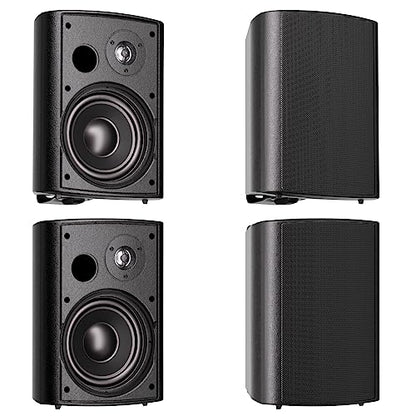 Herdio 6.5 Inches Outdoor Speakers Wired Waterproof Passive,Wall Mount Speakers with 800 Watts Powerful Bass for Home Patio Garden Covered Deck,All-Weather Durability,Black(2 Pairs)