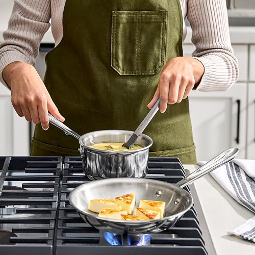 All-Clad D3 Stainless Steel 2 Piece Cookware Set- Made in USA- Includes 8" Frying Pan and 1 Qt Saucepan - Professional Grade -Oven Safe & Induction Compatible