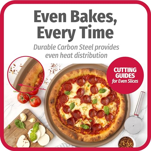 GoodCook BestBake Nonstick Textured Carbon Steel Pizza Pan, 16", Bronze