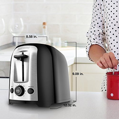 BLACK+DECKER 2-Slice Toaster, TR1278BD, Extra Wide Slots, 7 Shade Settings, 850 Watts, Frozen and Bagel Buttons