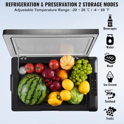 VEVOR 12 Volt Car Refrigerator Fridge, 70Liter(74qt) Single Zone Portable Freezer, -4℉-68℉ Adjustable Range, 12/24V DC and 100-240V AC Compressor Cooler for Outdoor, Camping, RV, Silver