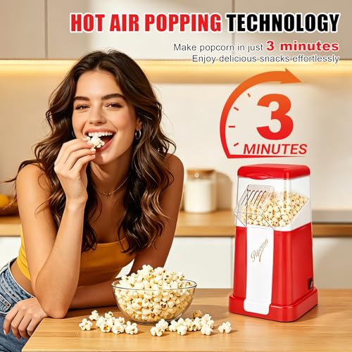 Air Popper Popcorn Maker, 1200W Electric Hot Air Popcorn Popper, 12 Cups