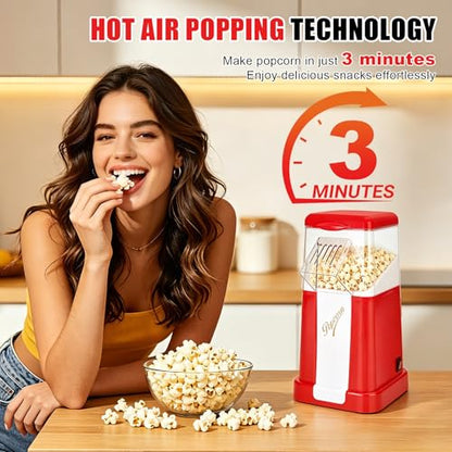 Air Popper Popcorn Maker, 1200W Electric Hot Air Popcorn Popper, 12 Cups