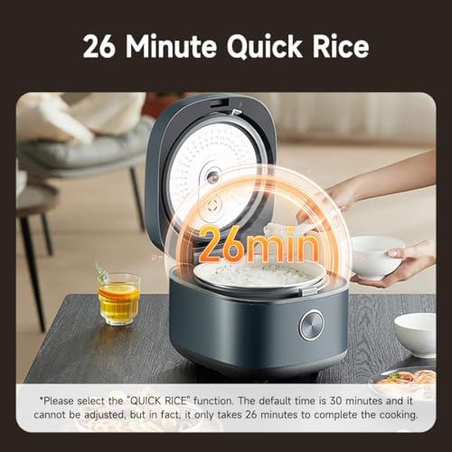Midea 8 Cups Uncooked Rice Cooker, Non-stick Ceramic Rice Cooker with Celadon Coated Inner Pot, 15 Smart Cooking Programs, 4L, MRD401T2BMB