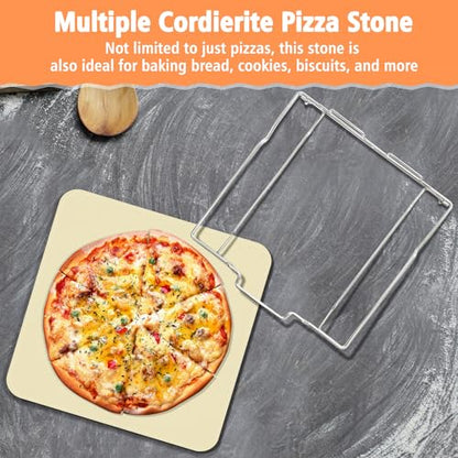 12 inch Pizza Stone with Rack for Oven and Grill Baking, Baking Stone Set for Ninja OO101 8 In 1 Outdoor Pizza Oven, Fits Ninja Woodfire OO100 Series Outdoor Oven, for Ninja Pizza Oven Accessories