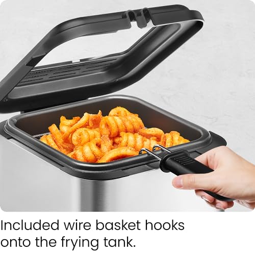 Chefman Fry Guy, The Most Compact & Convenient To Deep Fry Comfort Food, Restaurant-Style Basket With A 1.6-Quart Capacity, Easy-View Window & Adjustable Temp Control, Stainless - 1.5 Liter