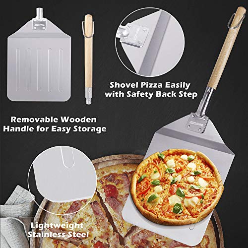 Royal Gourmet KSF1507 2 Piece Pizza Stone Set for Grill and Oven, 15 Inch Rectangular Pizza Stone and Pizza Peel, Baking Accessories