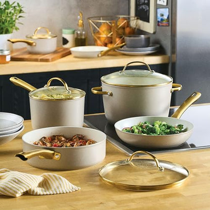 Farberware Forged Induction Ceramic Nonstick Cookware Set, 12-Piece, Taupe Pots & Pans