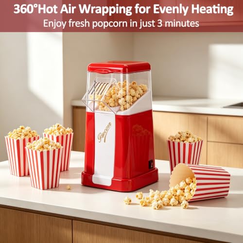 Mini Pop Popcorn Maker,Oil-Free Air Popcorn Popper with 500ml Mini Capacity
