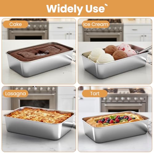 CLRBEATTY 8 Pcs Loaf Pans Set, 9 x 6 Inch Stainless Steel Bread Baking Pan, Loaf Toast Baking Pans, Sandwich Bread Pan for Homemade Breads Meatloaf Cake, Oven & Dishwasher Safe