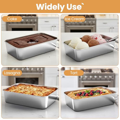 CLRBEATTY 8 Pcs Loaf Pans Set, 9 x 6 Inch Stainless Steel Bread Baking Pan, Loaf Toast Baking Pans, Sandwich Bread Pan for Homemade Breads Meatloaf Cake, Oven & Dishwasher Safe