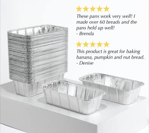 Spare Essentials (65 Pack) 2Lb Foil Bread Pans for Baking, Disposable Bread Pans - Perfect for Baking Banana Bread, Cakes & Meatloaf - 2 Pound Aluminum Pans for Food Serving - 8.5" X 4.5" X 2.5"