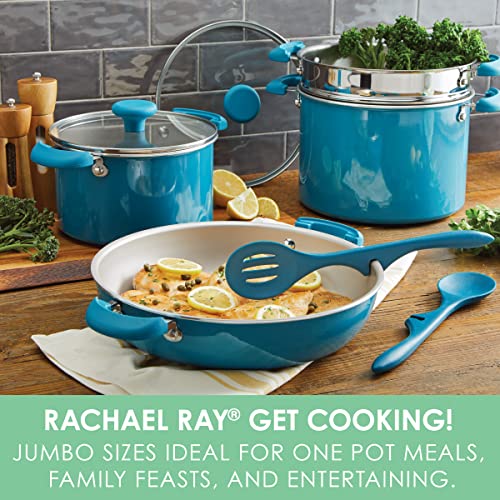 Rachael Ray Get Cooking Stackable Nonstick Pots and Pans, Cookware Set (8 Piece), Turquoise