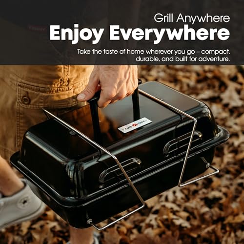 GasOne GPT-25 Propane Burner Gas Grill with Foldable Legs – Portable Grill Propane BBQ Grills with Adjustable Regulator – Heavy Duty Metal Construction – Easy to Assemble, Compact Foldable Design