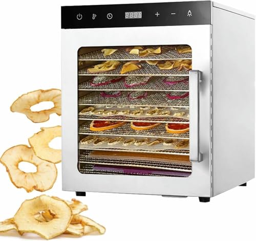 10 Trays Silent Food Dryer, 800W Freeze-Dried Candy Machine, Temperature Adjustable Of 30-90 ° C, Timer From 0-24 Hours, Large Capacity Food Processor For Vegetables/