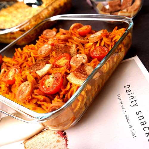 CGNWEEPS 8×8in Square Glass Baking Dish, 1.6QT Glass Baking Pan, Baking Dishes for Oven