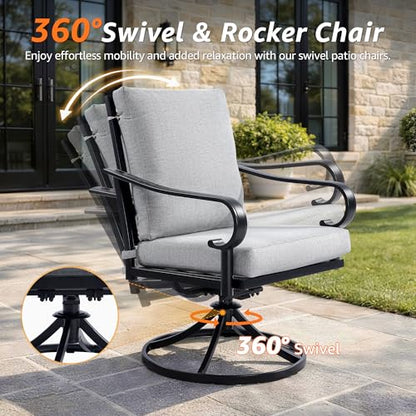 NATURAL EXPRESSIONS 5-Piece Patio Dining Set, Outdoor Swivel Rocking Chairs