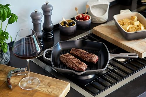 Le Creuset Enameled Cast Iron Signature Square Skillet Grill, 10.25", Shallot