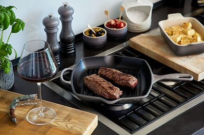 Le Creuset Enameled Cast Iron Signature Square Skillet Grill, 10.25", Shallot