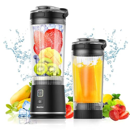 Personal Size Portable Blender for Shakes & Smoothies, 17oz Mini Small Smoothie Blender with On Go Lid & Sip Lid, 26000RPM Rechargeable Cordless Electric Blender for Travel Gym Office (Black)