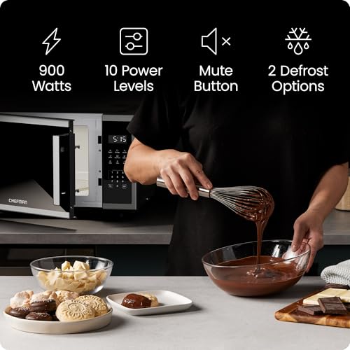 Chefman Countertop Microwave, 0.9 Cu Ft, 900W, Stainless Steel