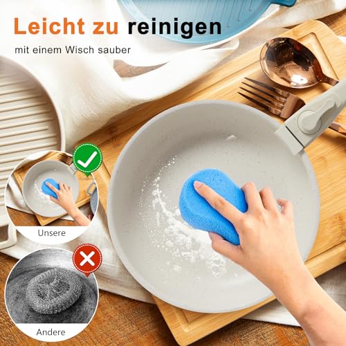 DUMOS 12 Pcs Kitchen Pots and Pans Set, Nonstick Kitchen Cookware Set, Healthy Non-toxic Induction Cooking Sets with Detachable Handle, Oven Safe, Beige