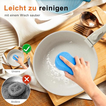 DUMOS 12 Pcs Kitchen Pots and Pans Set, Nonstick Kitchen Cookware Set, Healthy Non-toxic Induction Cooking Sets with Detachable Handle, Oven Safe, Beige